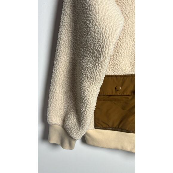 Madewell Cream Sherpa Utility Jacket with Brown Pocket Accents - Picture 8 of 12